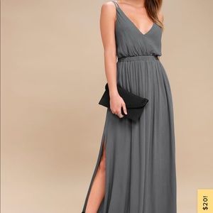 Lost in Paradise Slate Grey Maxi Dress